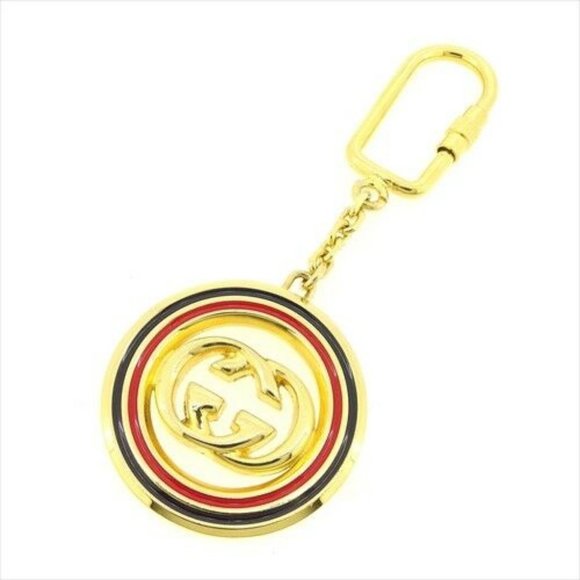 Authentic Gucci key ring Key holder Interlocking Gold Woman unisex - Picture 1 of 7